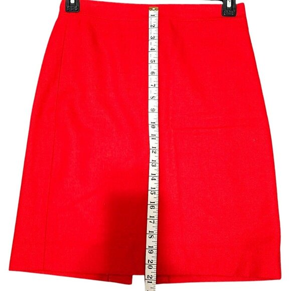 J.Crew Red Wool Blend Pencil Skirt Women's Size 4 Back Vent - Picture 6 of 9